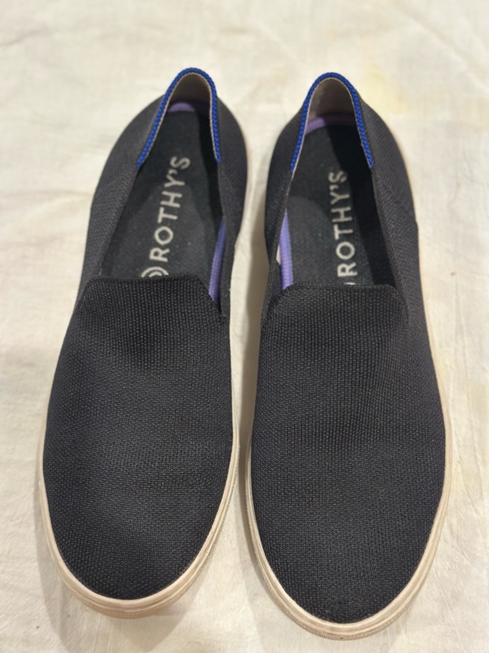 Rothy’s Original Slip On Sneaker with Blue Trim Size 8